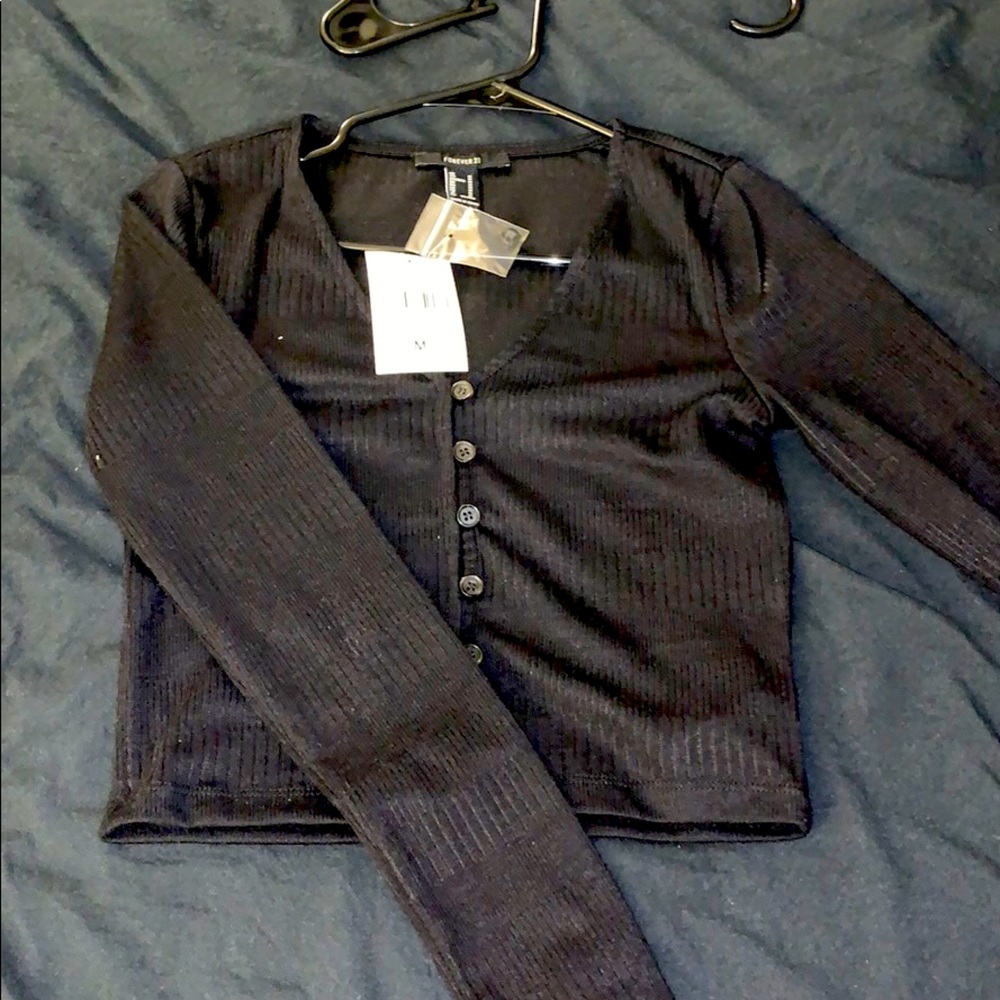 Cropped button up sweater